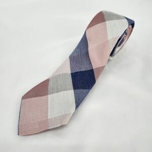 Express‎ NWT Pink Blue Plaid Silk Blend Tie Career Party Formal Neckwear Preppy